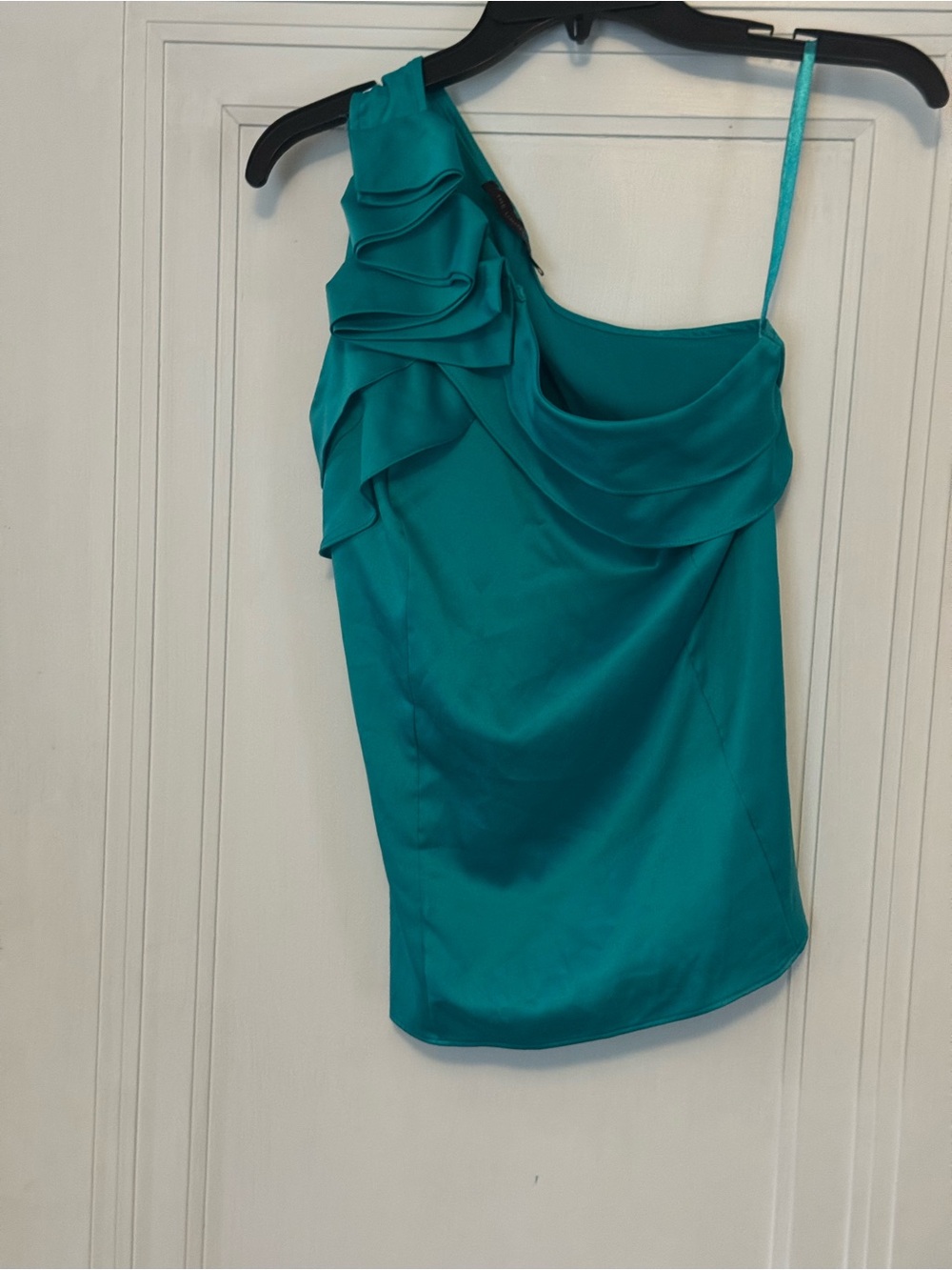 Satin Teal Off One Shoulder blouse size XS